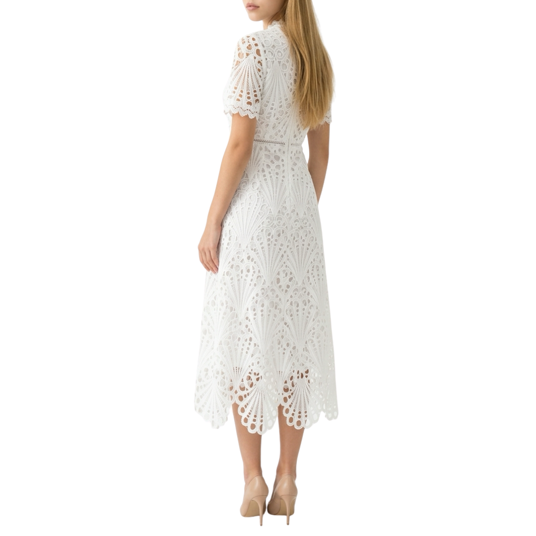 VESTIDO MIDI BLANCO DE ENCAJE