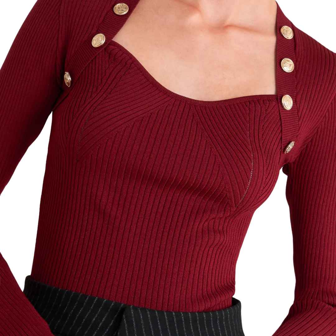 BLUSA DE PUNTO MANGA LARGA VINO