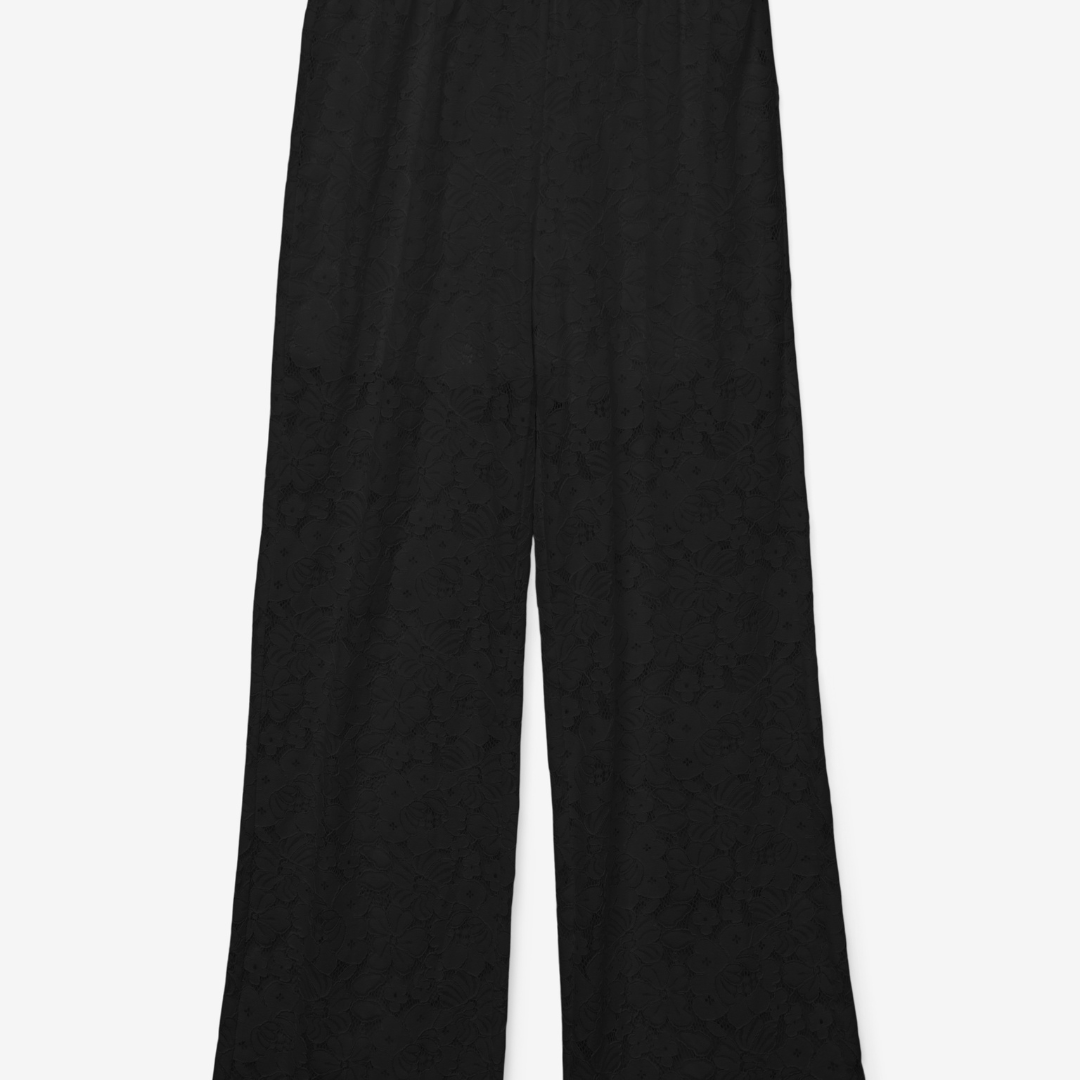 SET DE ENCAJE BLUSA Y PANTALON NEGRO
