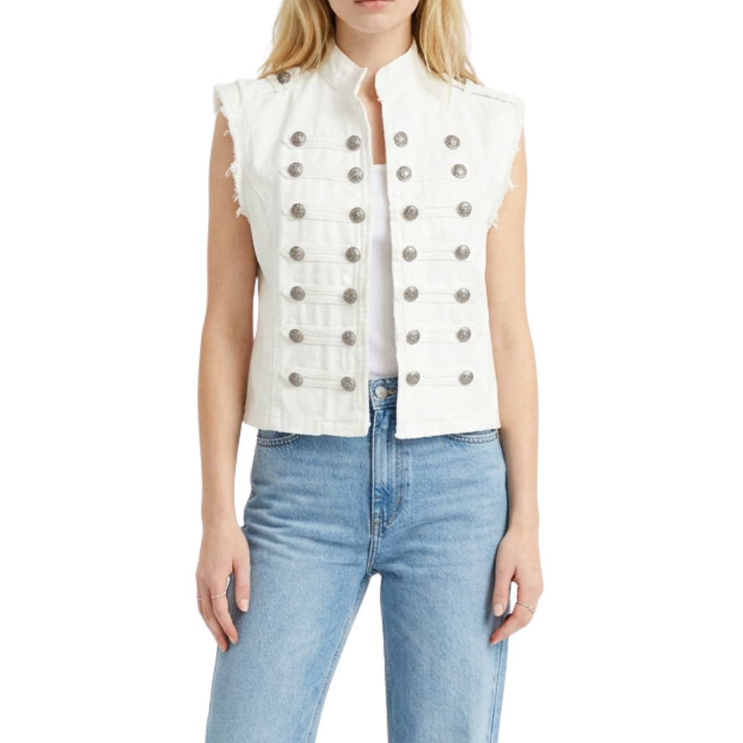 CHALECO ESTILO MILITAR DENIM BLANCO