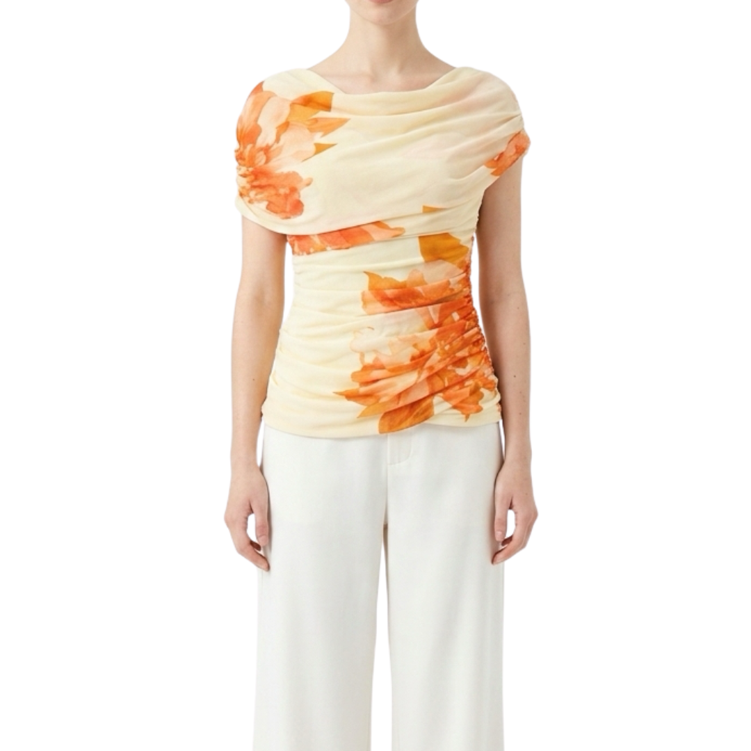 BLUSA FLOWERS MESH NARANJA