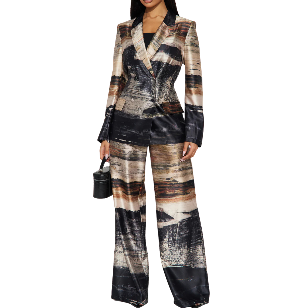 SET BLAZER Y PANTALÓN ESTAMPADO