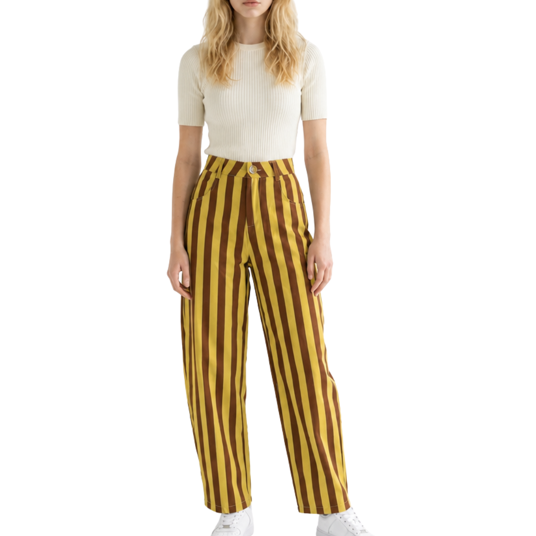 PANTALON RAYAS AMARILLAS Y CAFES