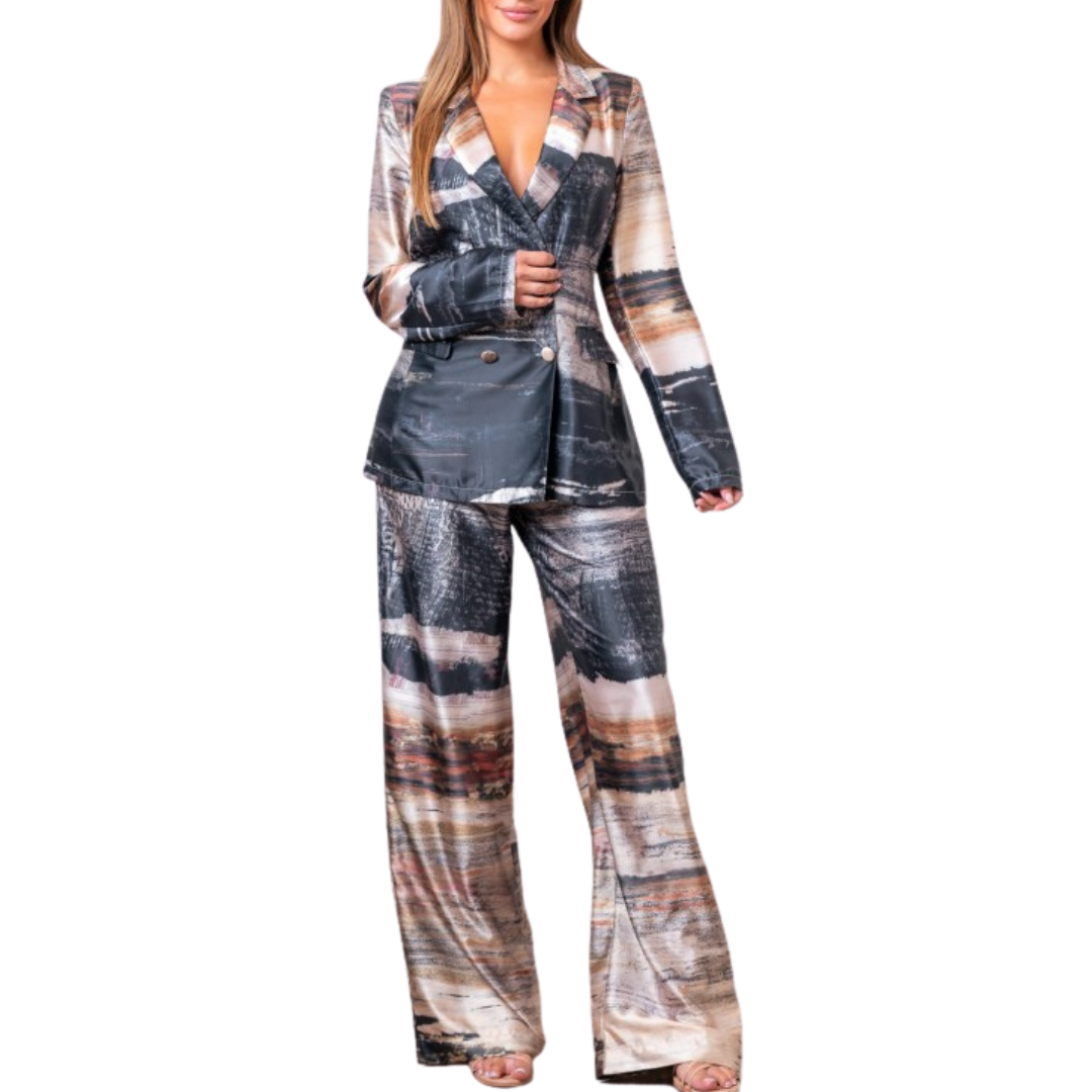 SET BLAZER Y PANTALÓN ESTAMPADO