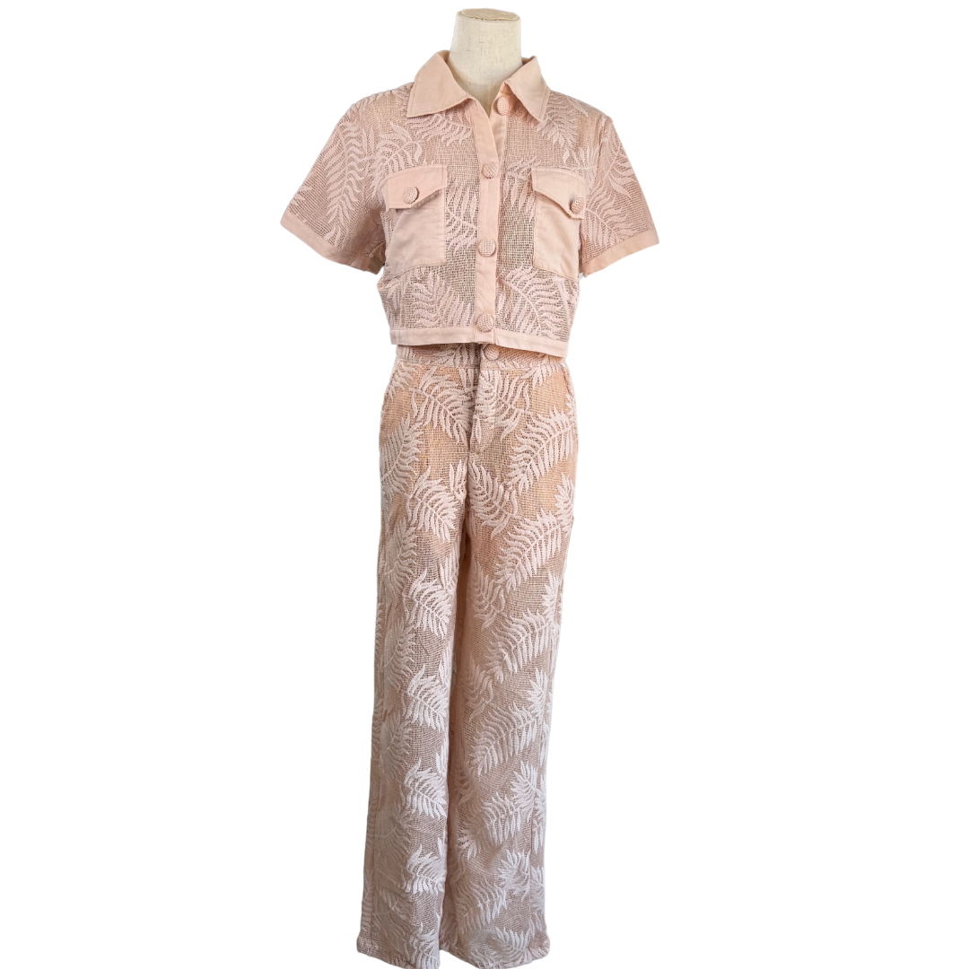 SET BLUSA Y PANTALON BORDADO ROSA PALO