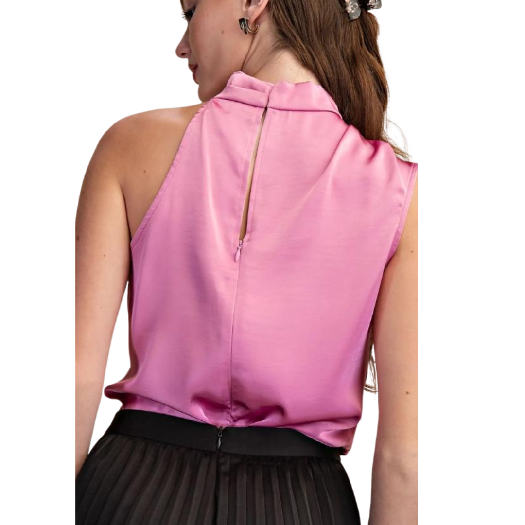 BLUSA ROSA HALTER SATIN