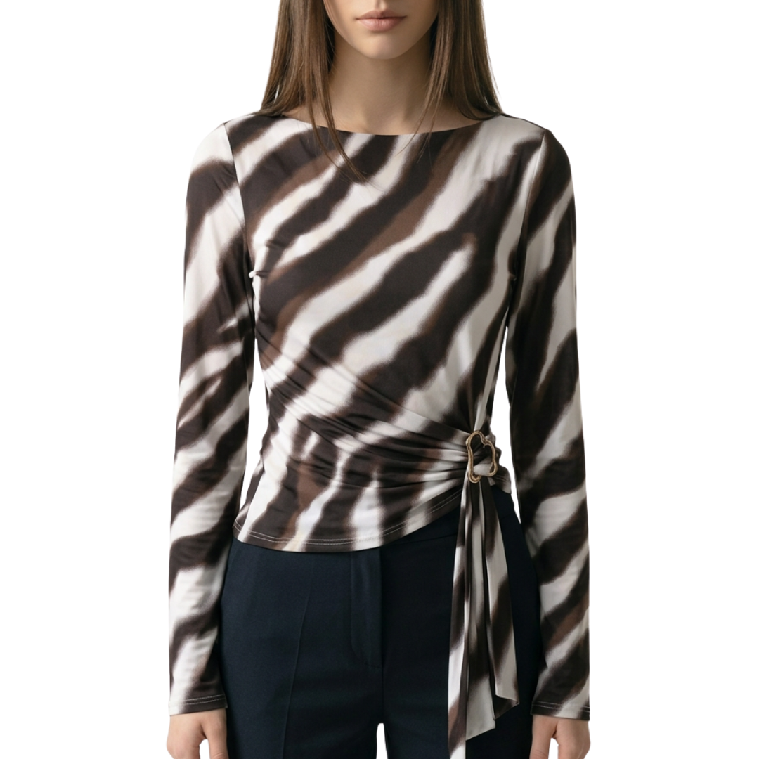 BLUSA ZEBRA PRINT TONOS CAFES MESH