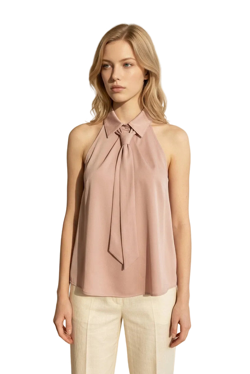BLUSA ROSA PALO CON CORBATIN