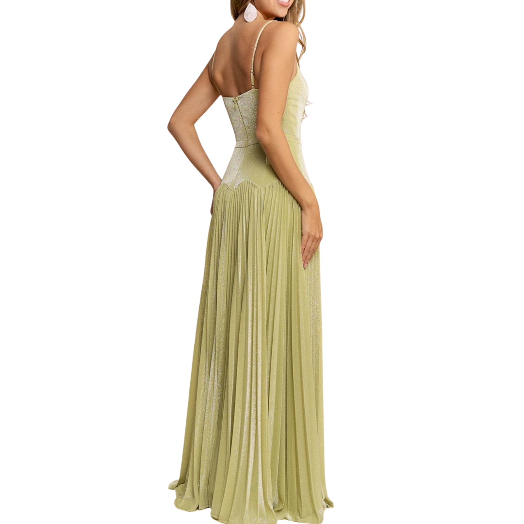 VESTIDO LARGO VERDE SPARKLES CON TIRANTES