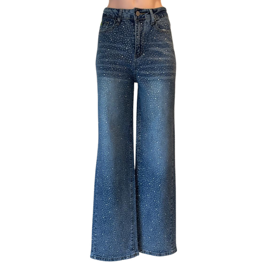 PANTALÓN DE MEZCLILLA CON BRILLOS