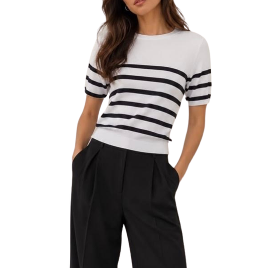 BLUSA TEJIDO DE PUNTO RAYAS BLANCO CON NEGRO