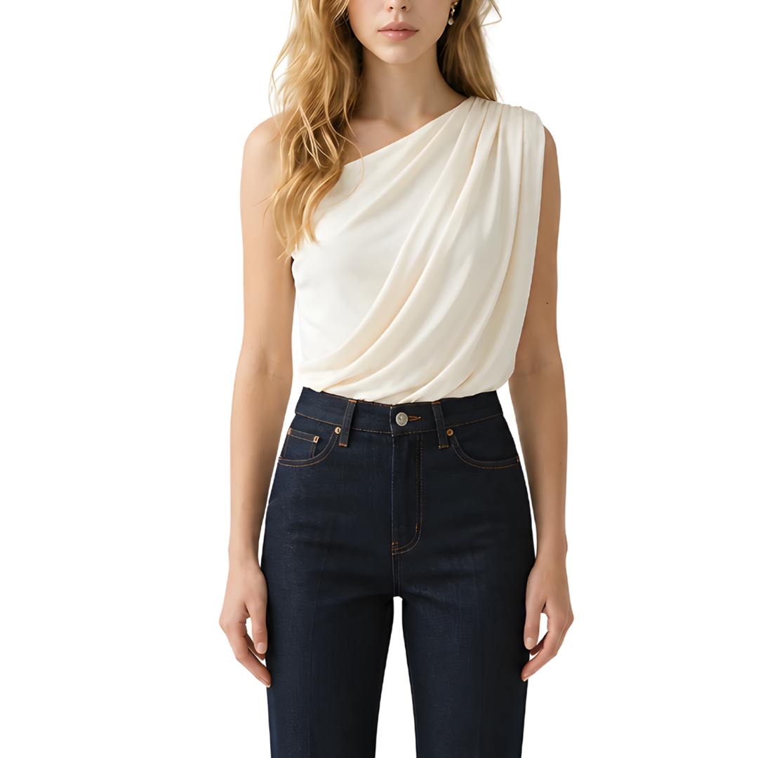 BLUSA DE BODY CON DRAPEADO BEIGE