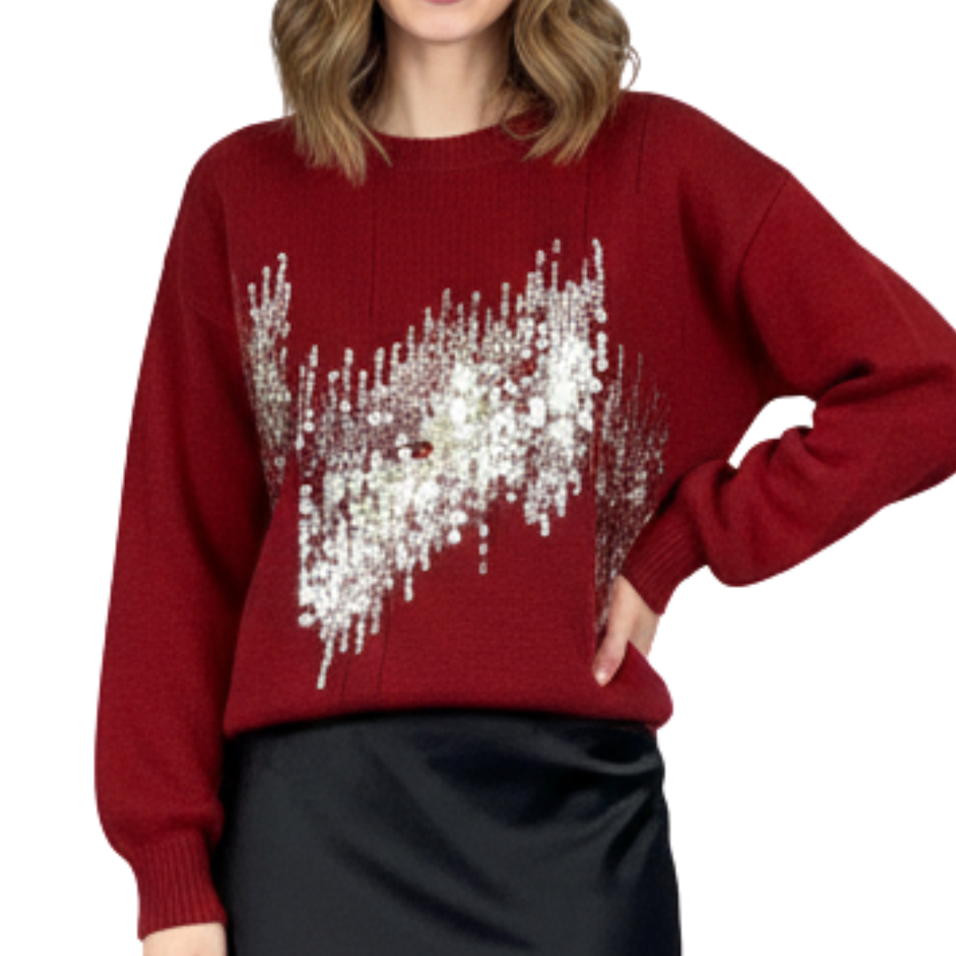 SUETER ROJO CON LENTEJUELA PLATEADA