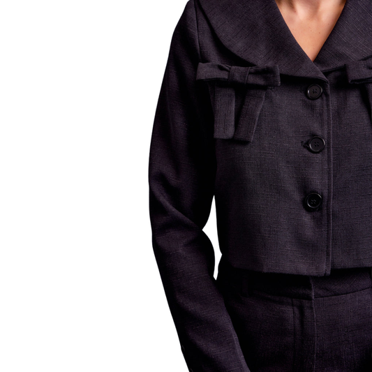 SET GRIS PANTALÓN Y BLAZER CON MOÑOS