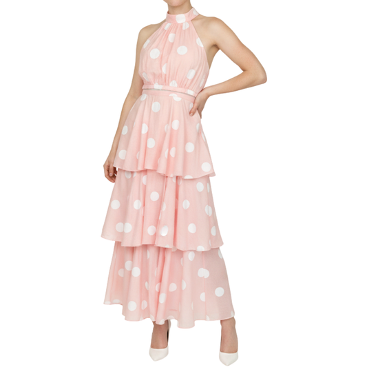 SET TOP HALTER Y FALDA PINK POLKA DOTS