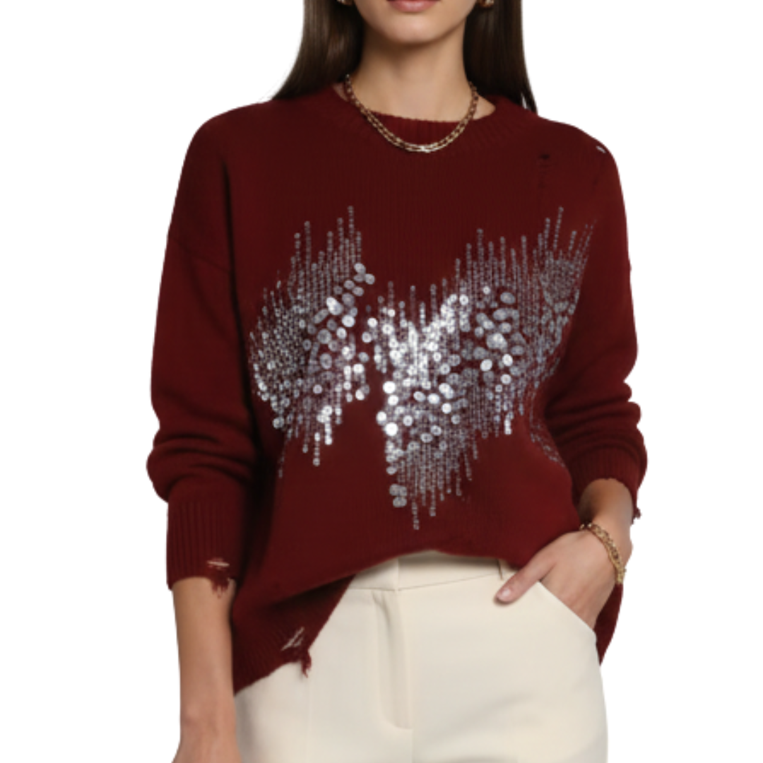 SUETER ROJO CON LENTEJUELA PLATEADA