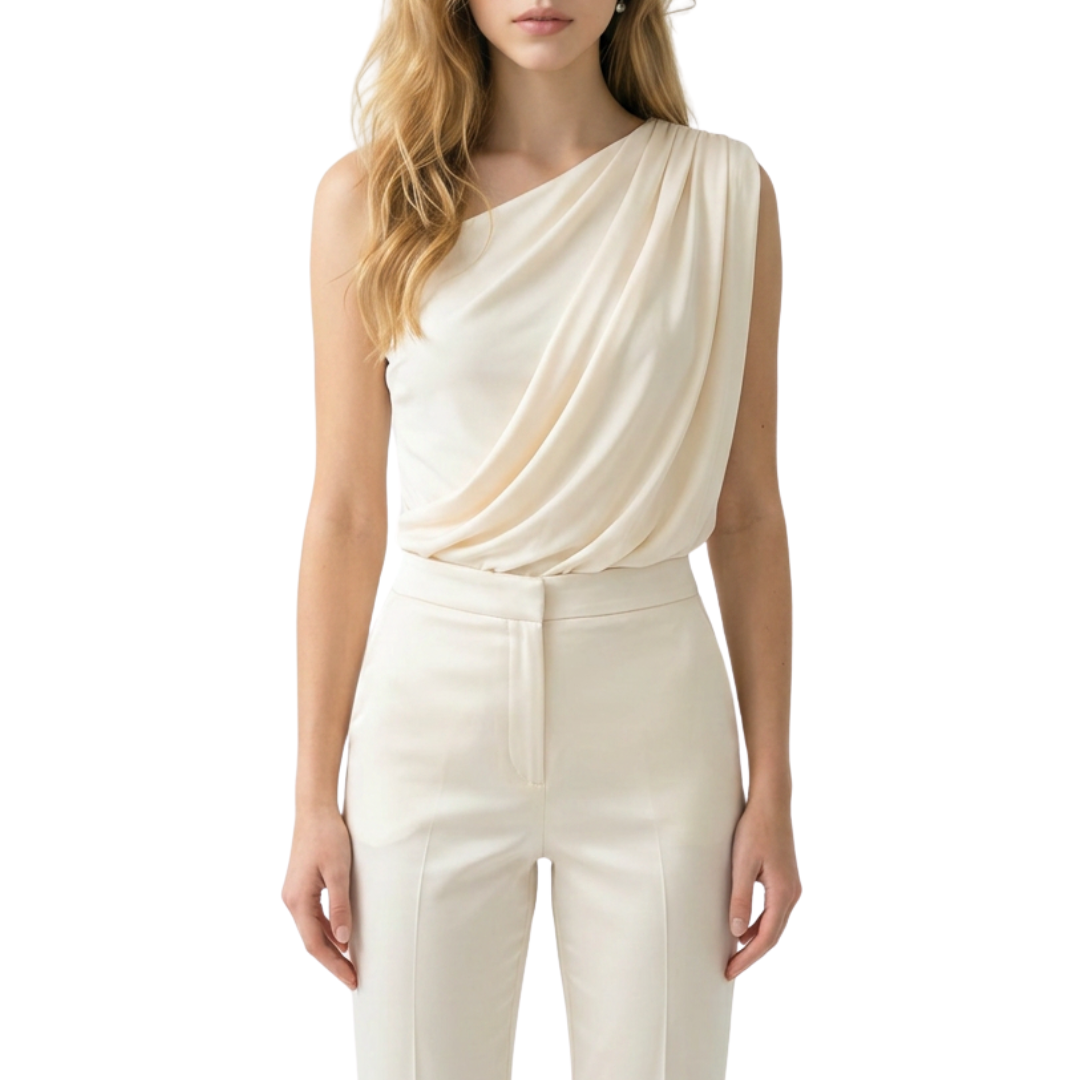 BLUSA DE BODY CON DRAPEADO BEIGE
