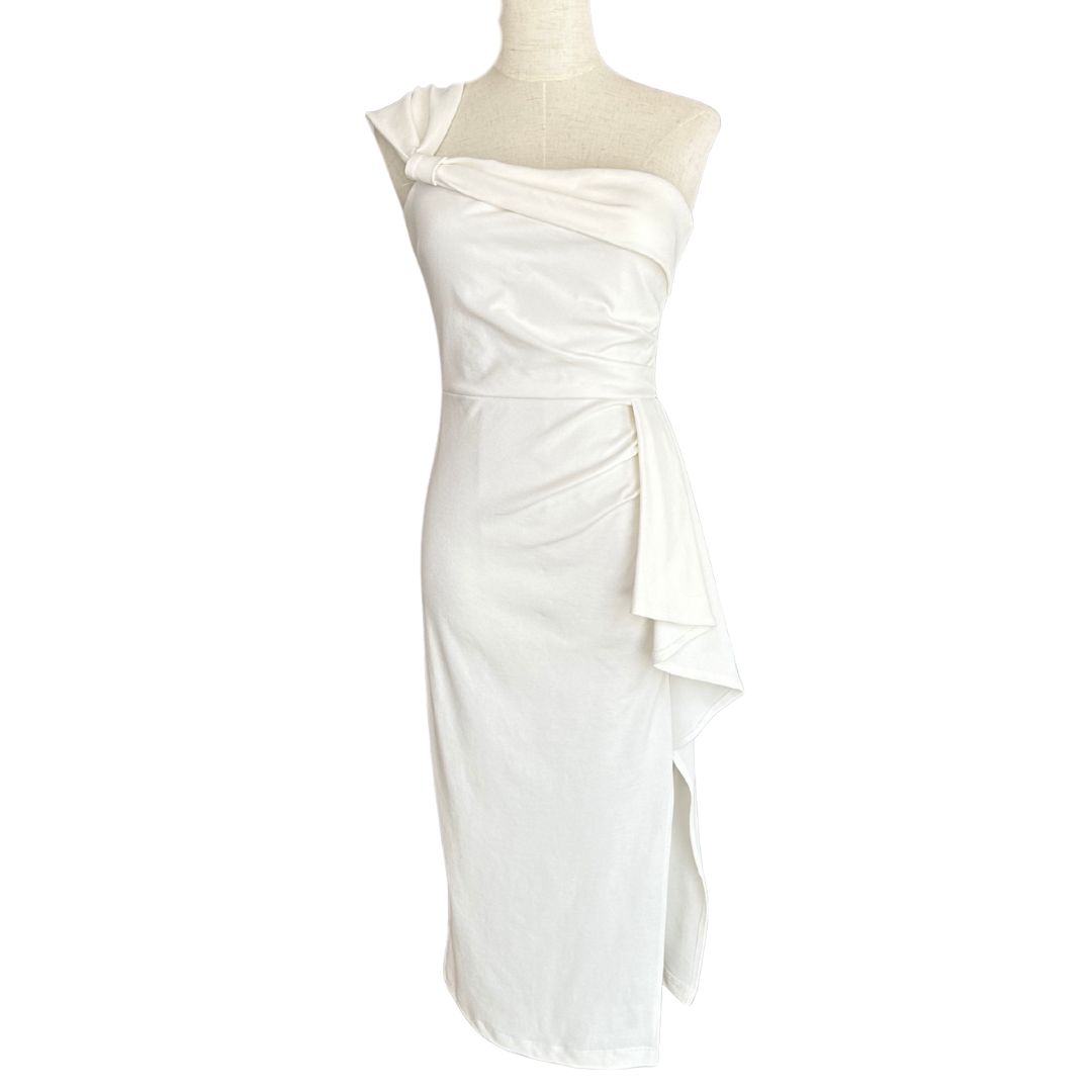 VESTIDO MIDI UN HOMBRO BLANCO