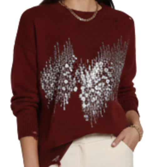 SUETER ROJO CON LENTEJUELA PLATEADA