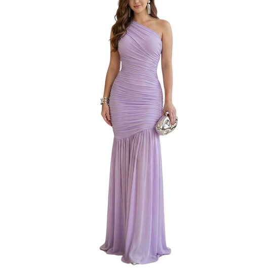 VESTIDO LARGO MESH CORRUGADO LILA