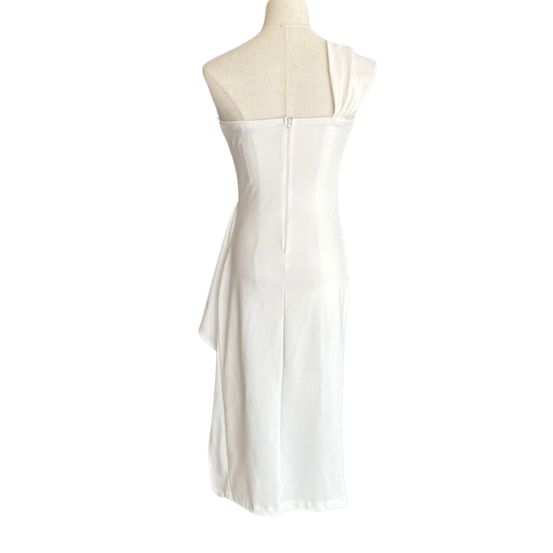 VESTIDO MIDI UN HOMBRO BLANCO
