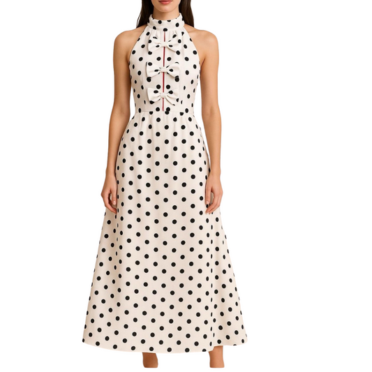 VESTIDO MIDI POLKA DOTS HALTER