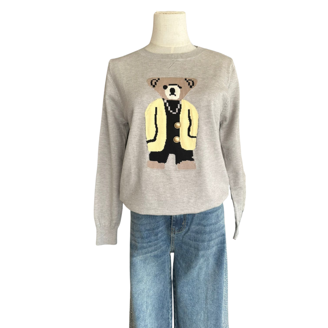 SUETER GRIS CON OSITO AMARILLO