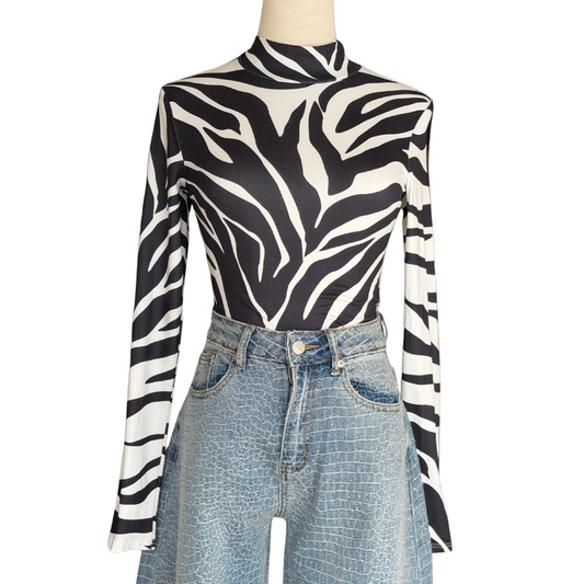 BODY ESTAMPADO ZEBRA NEGRO CON BLANCO