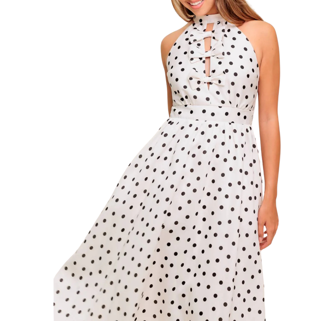 VESTIDO MIDI POLKA DOTS HALTER