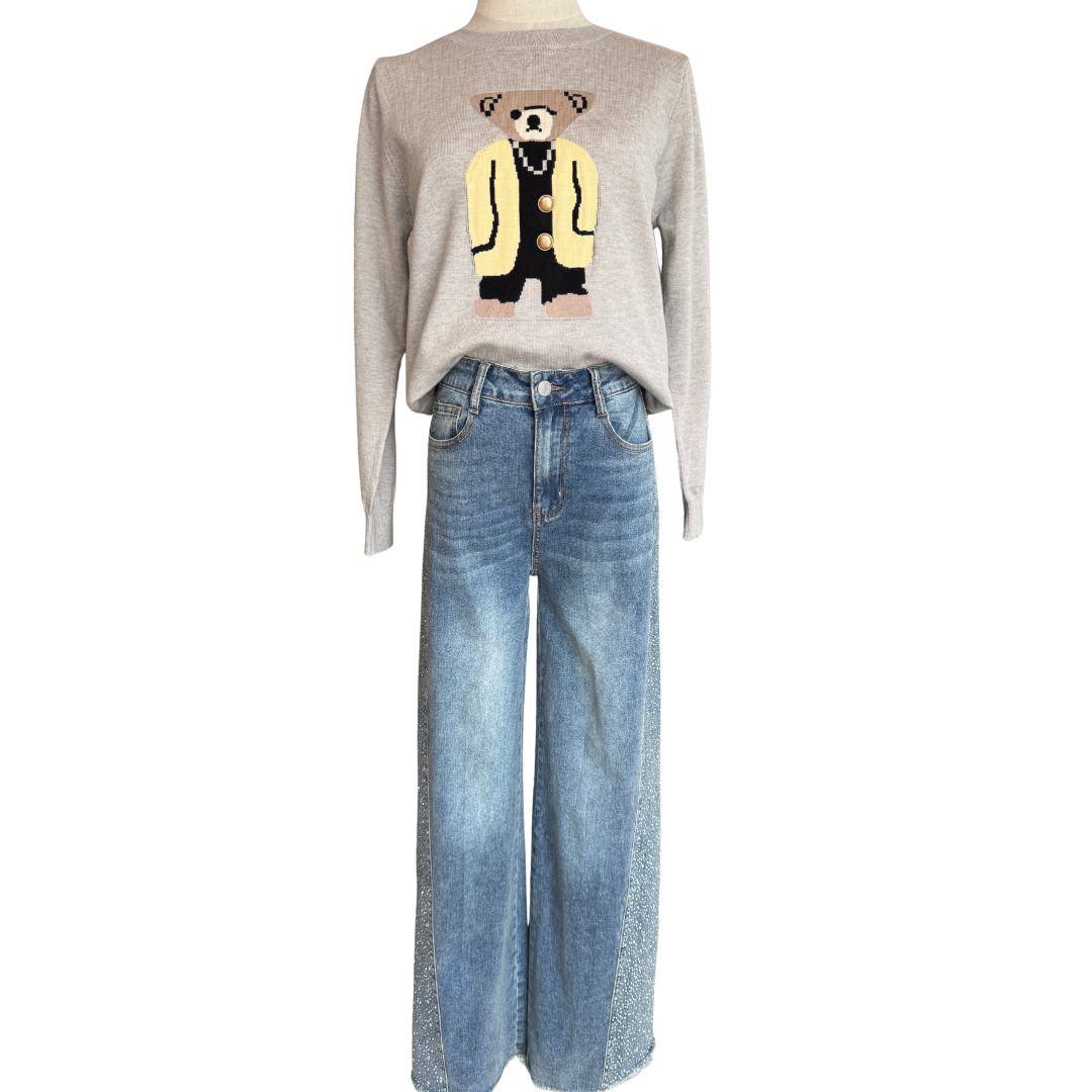 SUETER GRIS CON OSITO AMARILLO