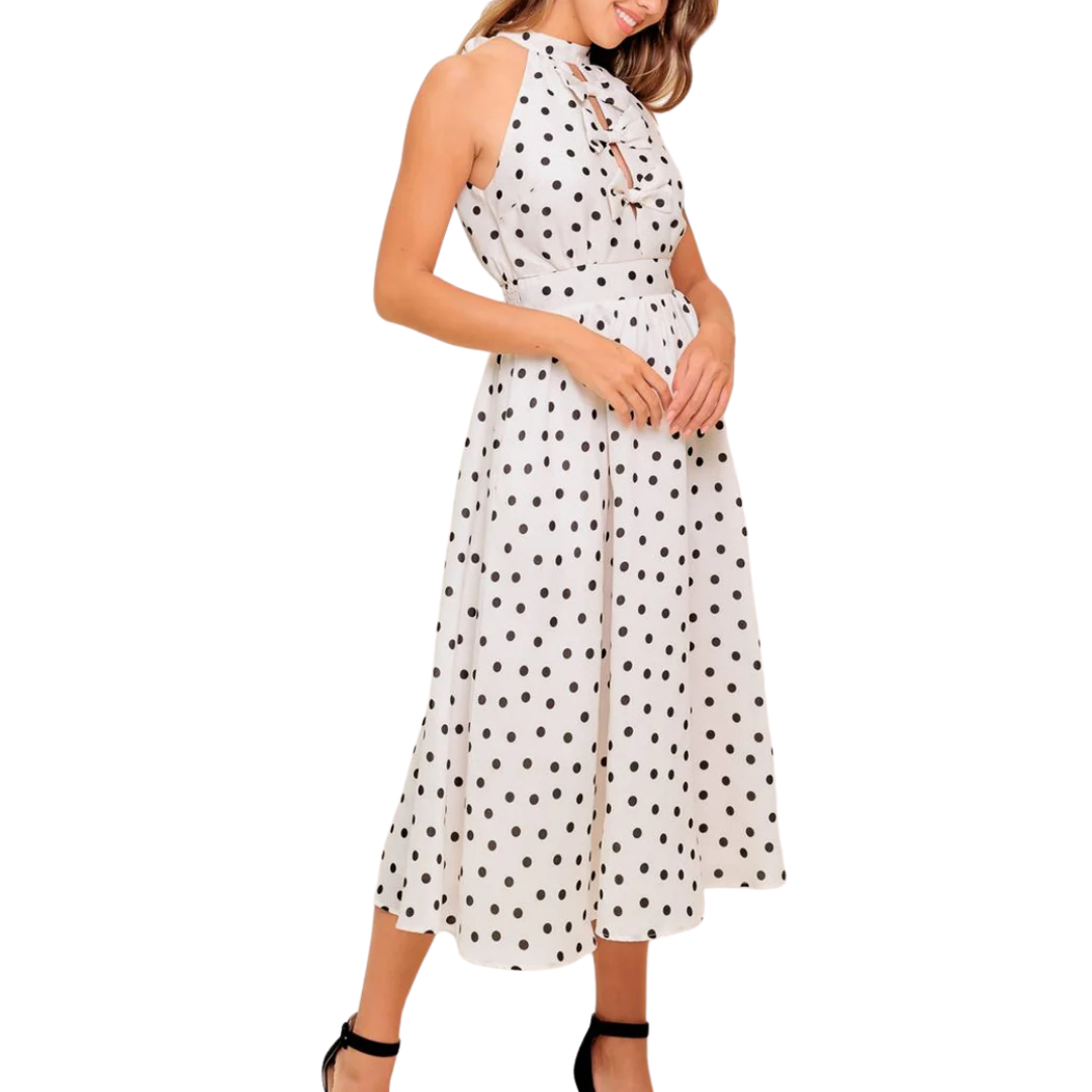 VESTIDO MIDI POLKA DOTS HALTER