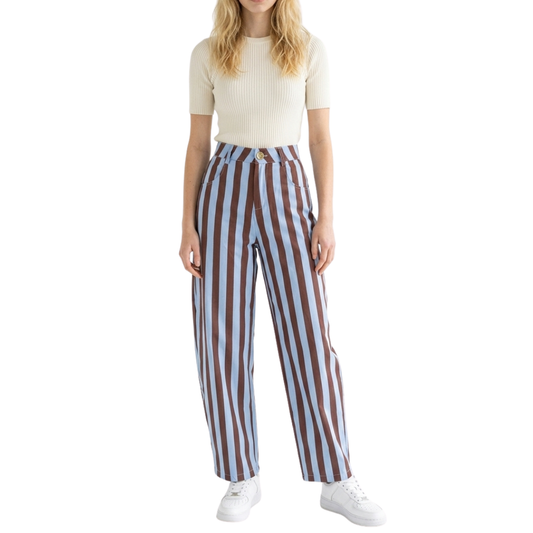 PANTALON RAYAS CELESTES Y CAFES