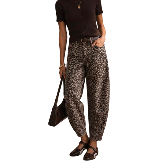 PANTALON ANIMAL PRINT CAFE CON NEGRO