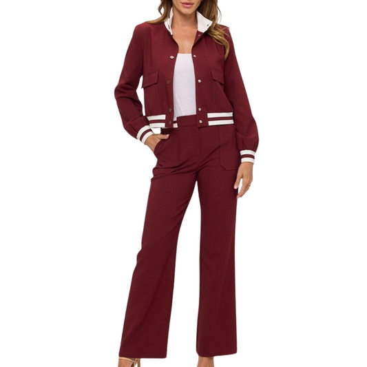 SET CHAQUETA Y PANTALÓN VINO
