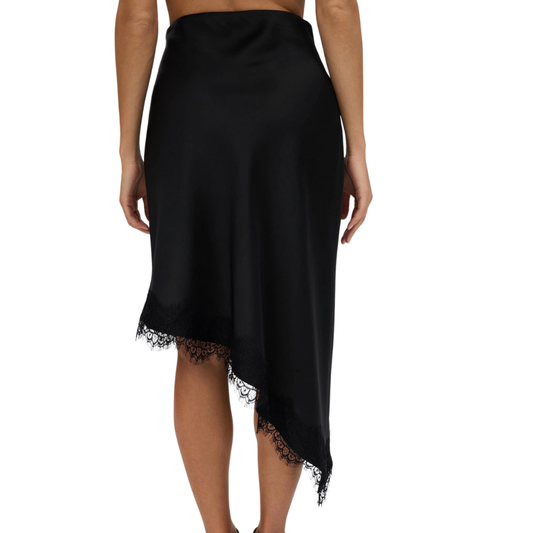 FALDA NEGRA SATÍN CON ENCAJE