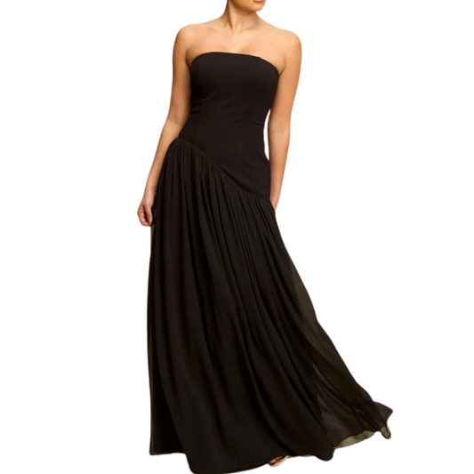 VESTIDO STRAPLESS HALF N HALF FULL BLACK
