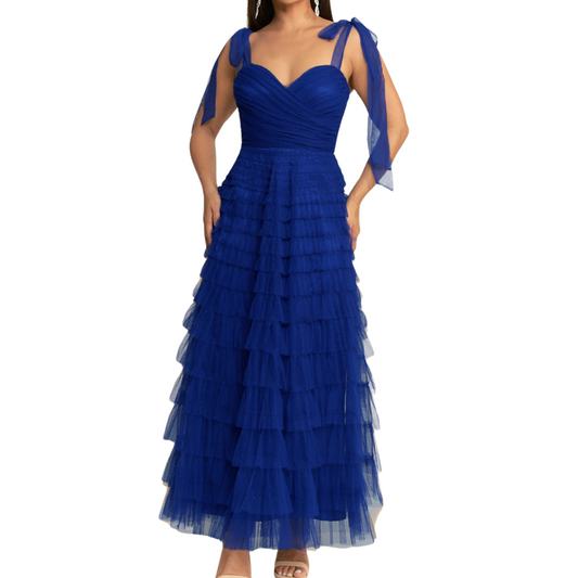 VESTIDO MIDI AZUL REY TULL
