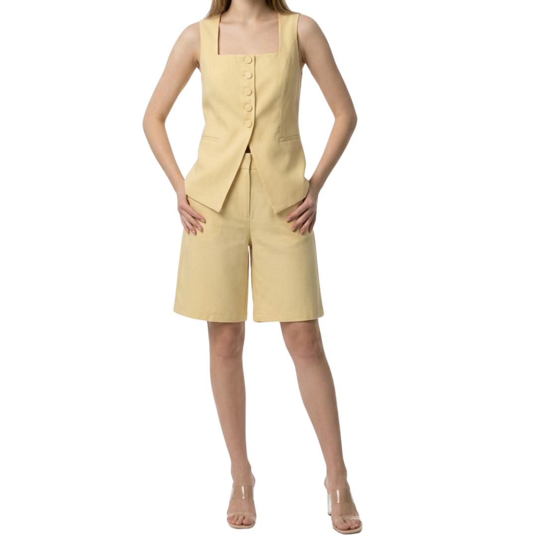 SET SHORT Y CHALECO BUTTER YELLOW