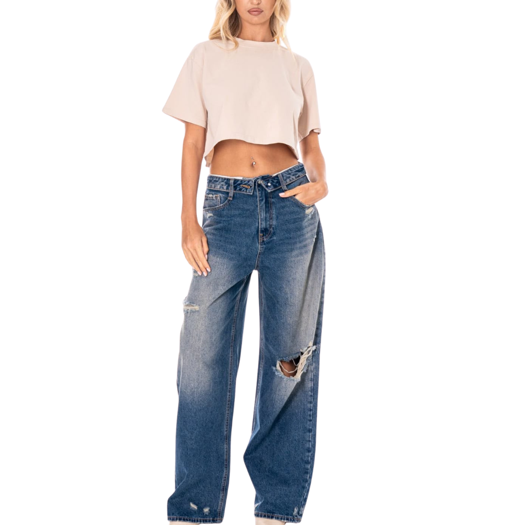 PANTALON DENIM PRETINA DOBLADA