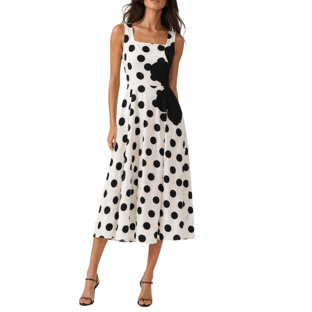 VESTIDO MIDI CON DISEÑO POLKA DOTTED