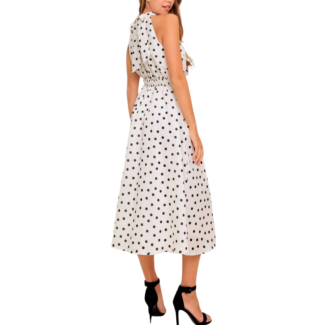VESTIDO MIDI POLKA DOTS HALTER