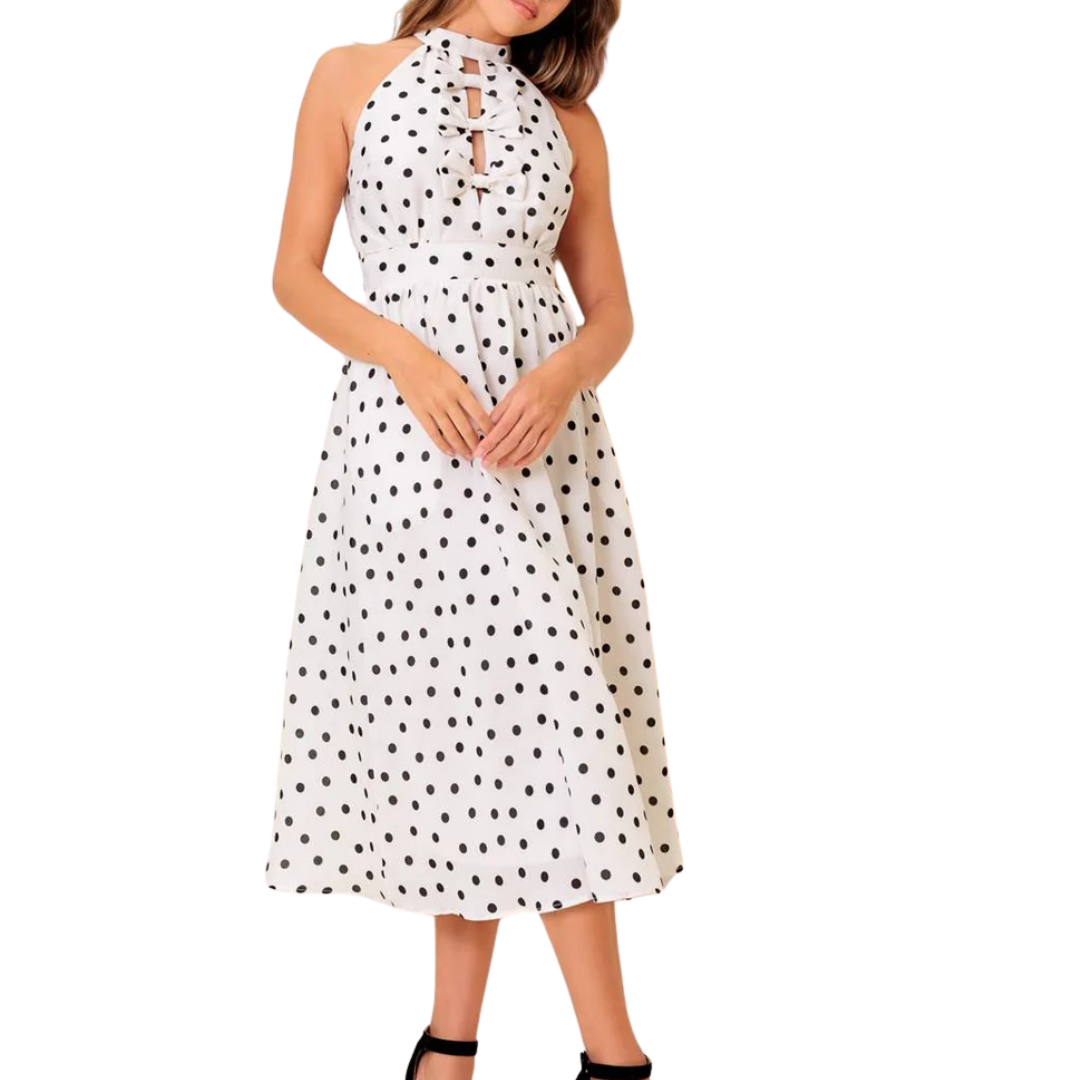 VESTIDO MIDI POLKA DOTS HALTER