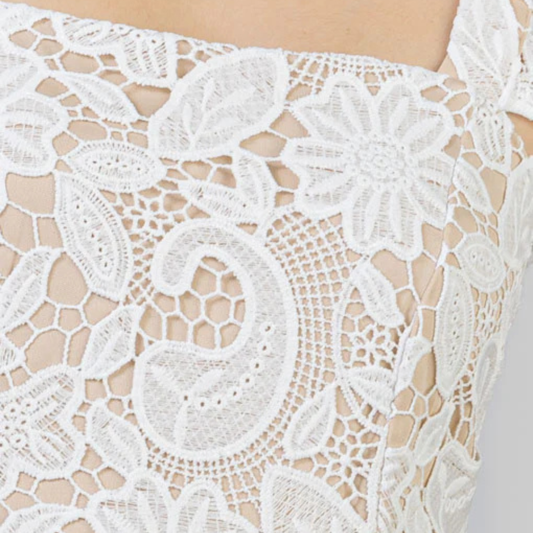 VESTIDO MIDI BLANCO DE ENCAJE