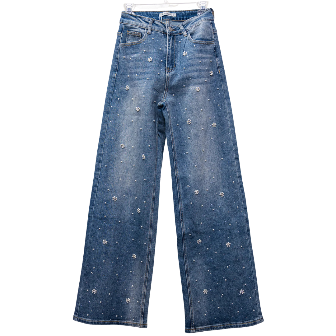 PANTALÓN DENIM CON PERLITAS