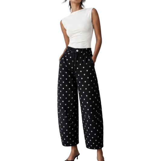 PANTALON POLKA DOTS NEGRO CON BLANCO