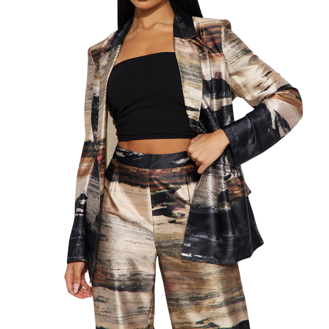 SET  BLAZER Y PANTALÓN ESTAMPADO