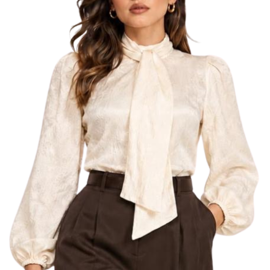 BLUSA MANGA LARGA SATIN BEIGE