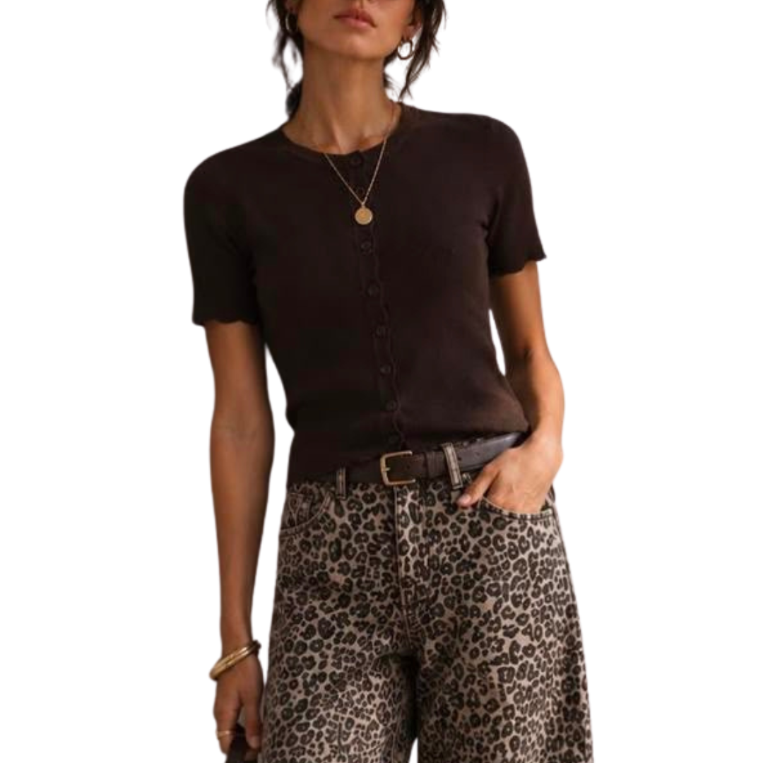 BLUSA TEJIDO DE PUNTO CAFE CON BOTONES