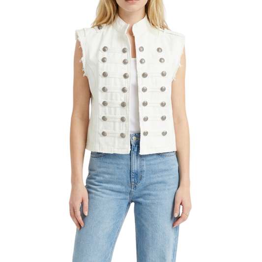 CHALECO ESTILO MILITAR DENIM BLANCO