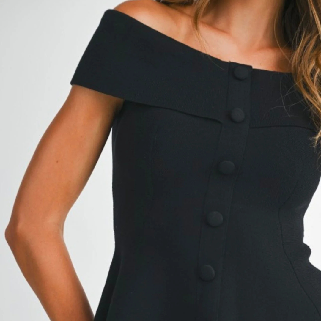 SET BLUSA Y PANTALÓN TELA DE PUNTO NEGRO
